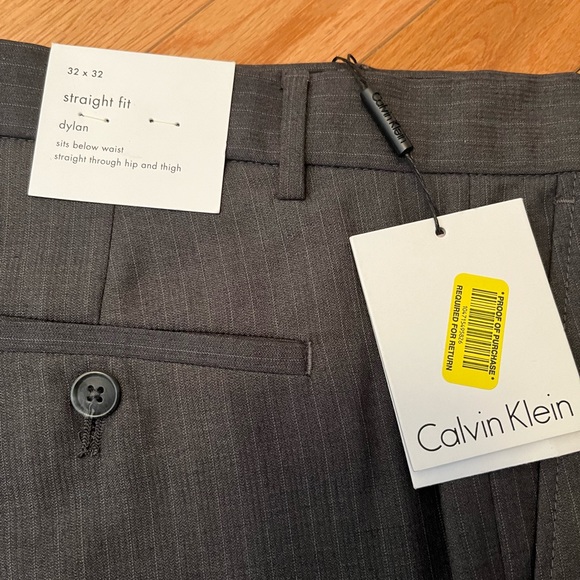 Calvin Klein slacks size 32x32. Brand New NWT. Drag gray with light stripe. - Picture 2 of 2